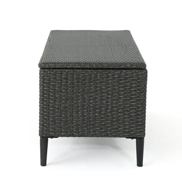 English Elm Rupert Outdoor Resin Wicker Storage Unit for Patio Pool Gear and Entertaining Essentials 62262.00GRY