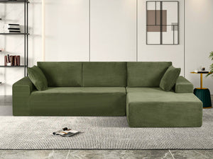 English Elm Cozyform Convertible Sectional Sofa - Soft Corduroy, No Assembly, Versatile Comfy Couch In Dark Green B2735P359710