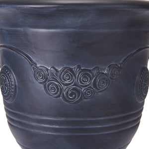 English Elm Mgo Handcrafted Urn Planter Classical Garden Accent Weathered Fiberglass Composite Outdoor Antique Black N772P411998A