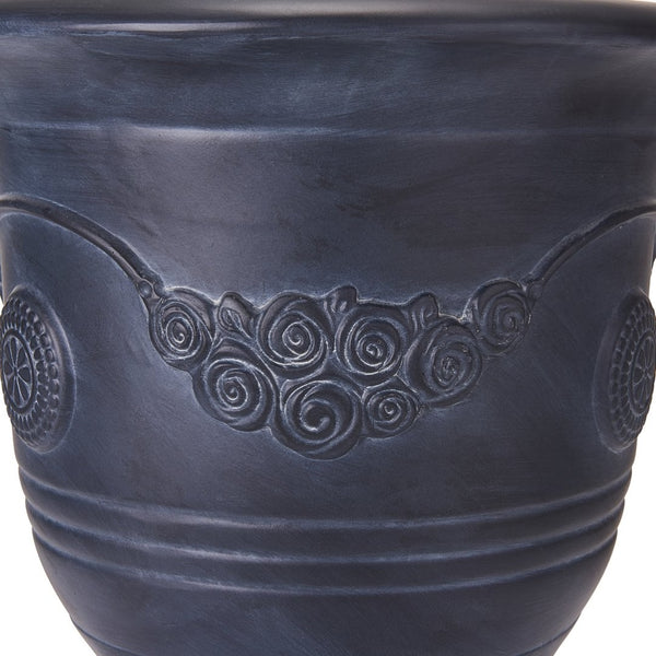 English Elm Mgo Handcrafted Urn Planter Classical Garden Accent Weathered Fiberglass Composite Outdoor Antique Black N772P411998A