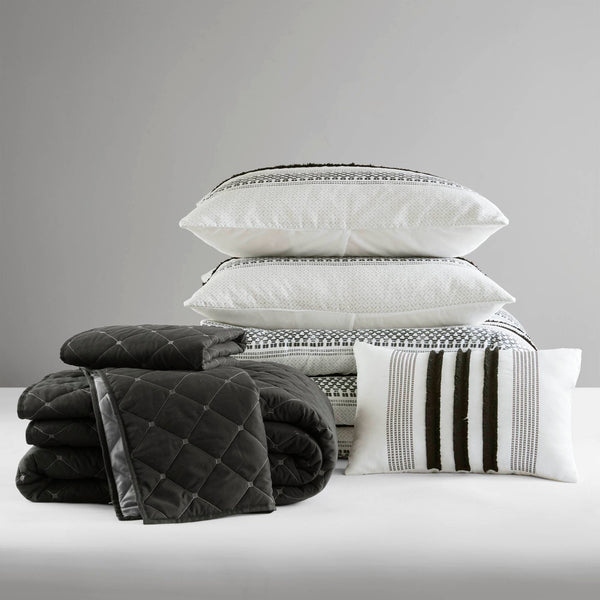 English Elm 7 Stripe Comforter and Quilt Set Full/Queen - Soft Microfiber, Reversible Coverlet, Quilted Shams & Pillow Multicolor 23.23 L x 19.68 W x 11.22 H B035P280390