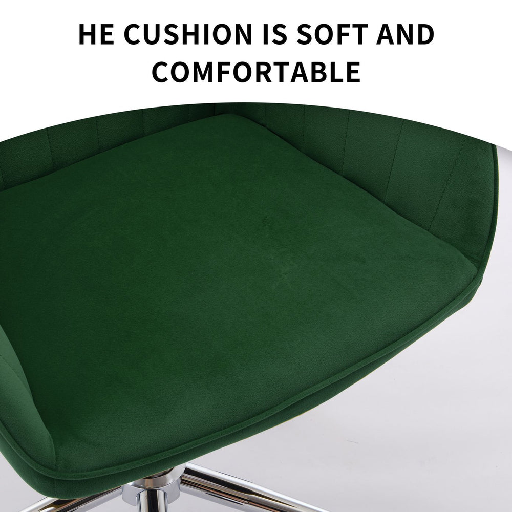 English Elm TY Velvet Ergonomic Office Chair with Memory Foam Cushion, S-Curve Lumbar Support, Green Comfort W2311P277205