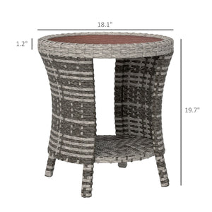 English Elm Side Patio Coffee Table Pe Wicker Two Tier Hourglass Design for Outdoor Decks T3971P443996