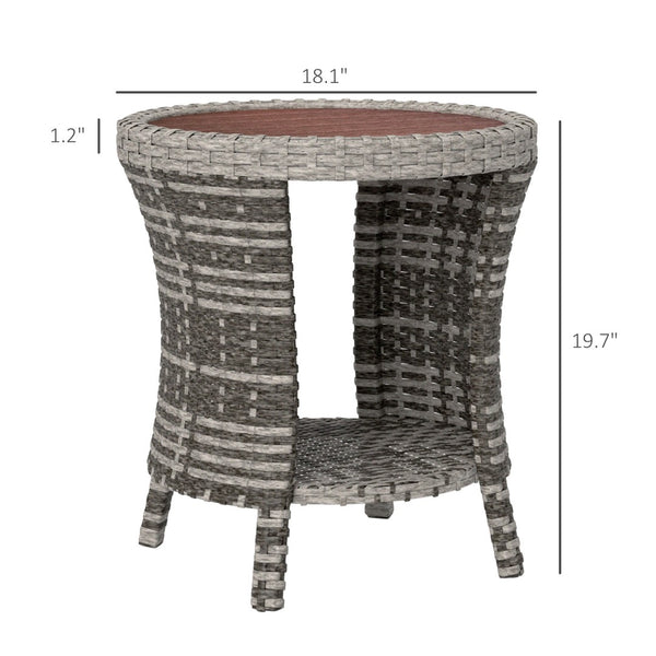 English Elm Side Patio Coffee Table Pe Wicker Two Tier Hourglass Design for Outdoor Decks T3971P443996