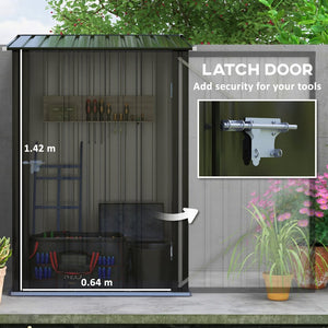 English Elm Outsunny Galvanized Steel Lean to Outdoor Storage Shed with Lockable Ventilated Design W2225P217229