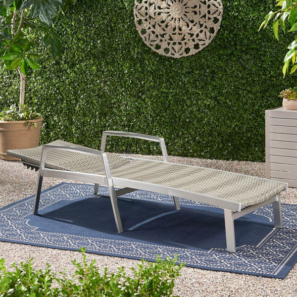 English Elm Christopher Knight Home® - Oxton Outdoor Chaise Lounge - Stylish Grey Mesh Seating For Ultimate Comfort & Relaxation By Poolside N775P210067G