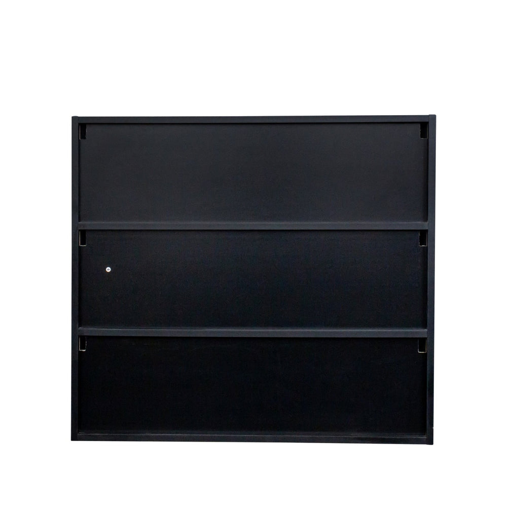 English Elm Black Glass Door Shoe Box Display Cabinet with RGB LED Lighting, Stackable Dustproof Showcase W331P235039
