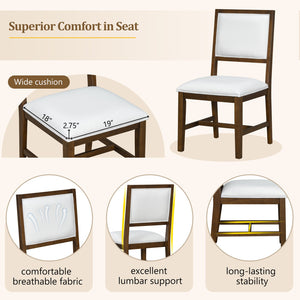 English Elm TREXM Extendable Farmhouse Dining Set with 4 Upholstered Chairs, Solid Rubberwood Frame, Durable Finish Brown ST000150AAP