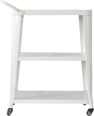 English Elm 3-Tiered Metal Serving Cart with Heavy-Duty Frame, Smooth Swivel Wheels and Spacious Shelves White B347P339547