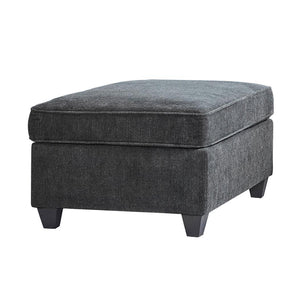 English Elm Rectangular Upholstered Tufted Ottoman with Grid Stitch Detailing for Cozy Lounging and Coffee Table Use Dark Gray B016P370157