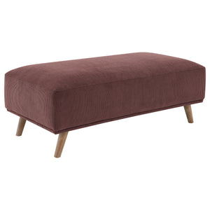English Elm Amani Wine Red Corduroy Upholstered Ottoman – Plush Rectangular Footrest with Light Wood Legs, 51" Wide B062P299784