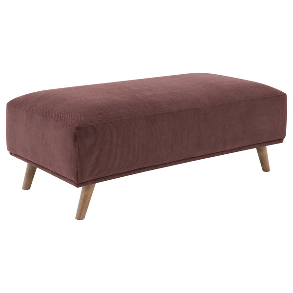 English Elm Amani Wine Red Corduroy Upholstered Ottoman – Plush Rectangular Footrest with Light Wood Legs, 51" Wide B062P299784