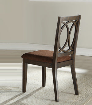 English Elm Classic Weathered Finish Side Chairs Set of 2 with Turned Legs, Padded Linen-Style Upholstery and Trim Espresso 20 L x 41 W x 13 H B2741P334818