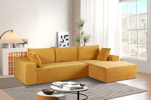 English Elm Cozyform Convertible Sectional Sofa - Soft Ginger Corduroy, Comfy Foam Couch For Living Spaces B2735P359714