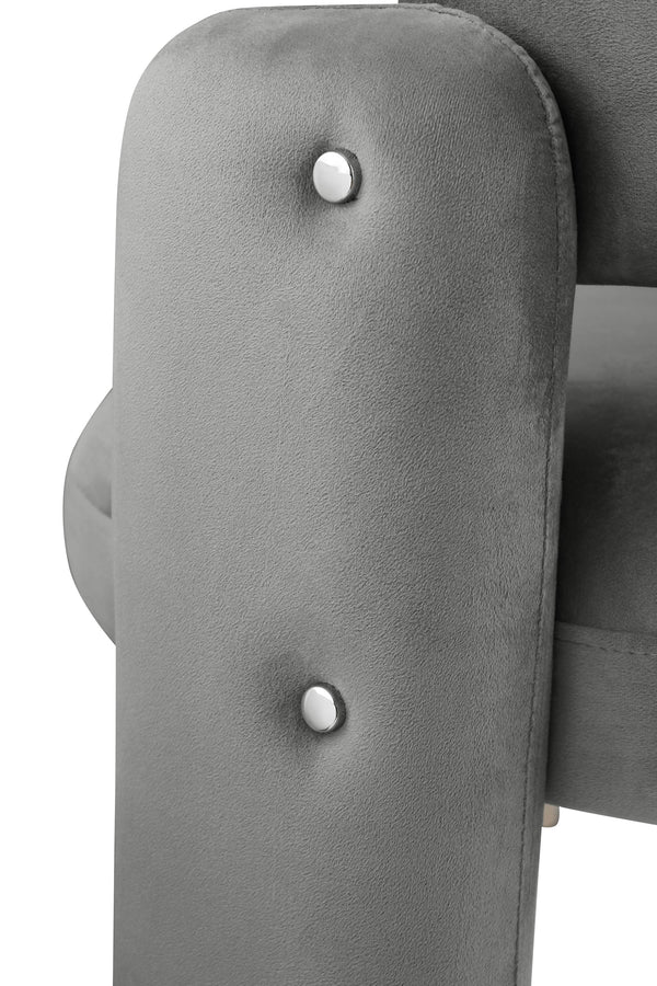 English Elm Accent Chair with Hollow Backrest for Ergonomic Support, Solid Wood Frame, Stylish Fabric Upholstery Grey W1420P194057