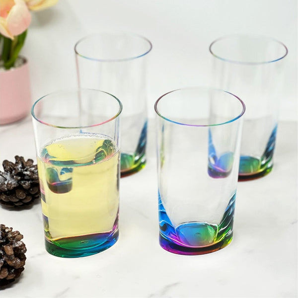 English Elm Oval Halo Acrylic Glasses Set Of 4 - 15Oz Shatterproof Tumblers For Stylish Outdoor Entertaining B095120340-GIGA