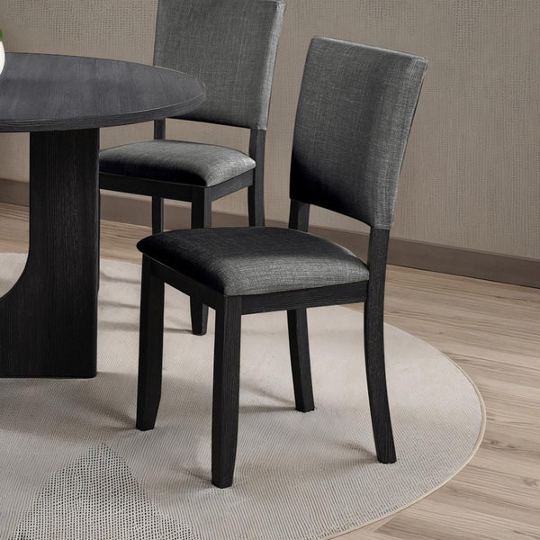 English Elm Contemporary Round Pedestal Dining Set with Upholstered Chairs for Modern Interiors Dark Gray B2741S00780