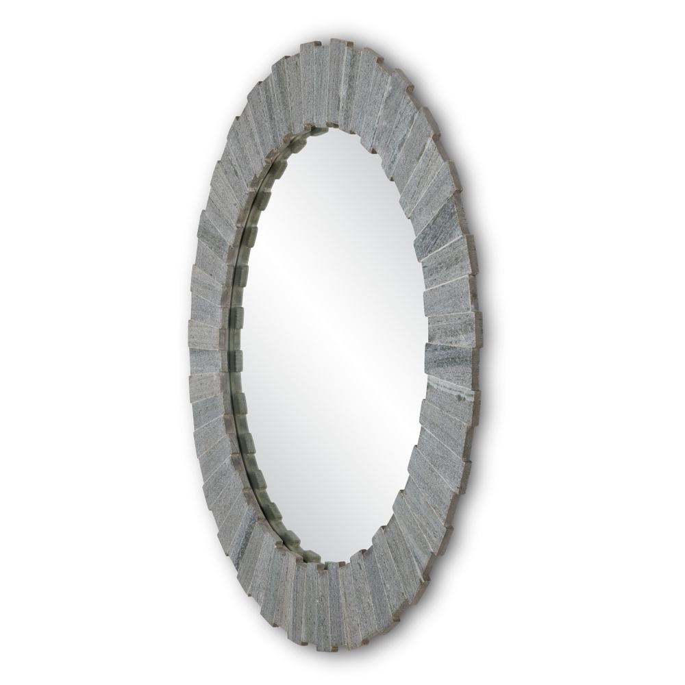 Dario Round Gray Mirror – Stunning Marble Design, Textured Finish, Modern Home Decor Accent Piece