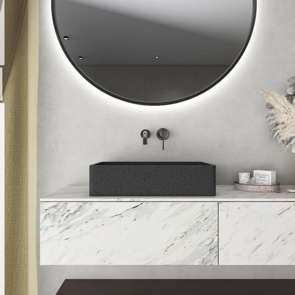 English Elm 19.68'' Rectangular Concrete Vessel Sink Matte Gray Artisan Above Counter Bathroom W1613P368835