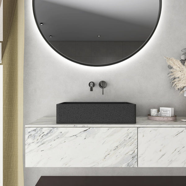 English Elm 19.68'' Rectangular Concrete Vessel Sink Matte Gray Artisan Above Counter Bathroom W1613P368835