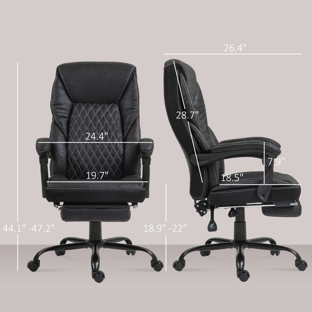 English Elm Black Quilted High Back Ergonomic Chair with Footrest for Home Office Comfort T3971P410006