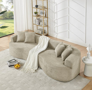 English Elm Modern Chenille Cloud Sectional Sofa Curved 4 Seat Living Room Couch Ready to Use Camel W1413S00132