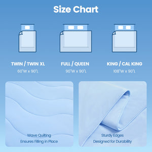 English Elm 1-piece King Cooling Comforter Nylon Spandex Wave Quilted Soft All Season Bedroom Layer Ice Blue B035P408412