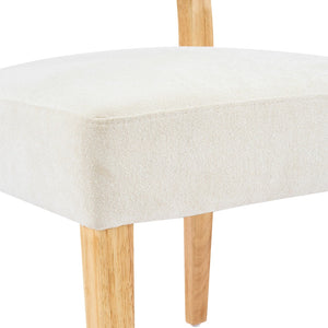 English Elm Mid-century Modern Linen Blend Dining Chairs Rubberwood Legs Sculptural Backrest Set of 2 Beige+Natural,Brown N768P442393N