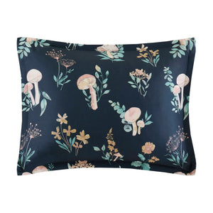 English Elm 4-piece Whimsical Mushroom Floral Microfiber Comforter Set with Shaped Accent Pillow Navy Multi B035P482879