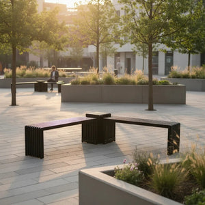 English Elm Dune Slatted Aluminum Outdoor Bench with Rounded Edges for Patio or Garden Black B2755P462212