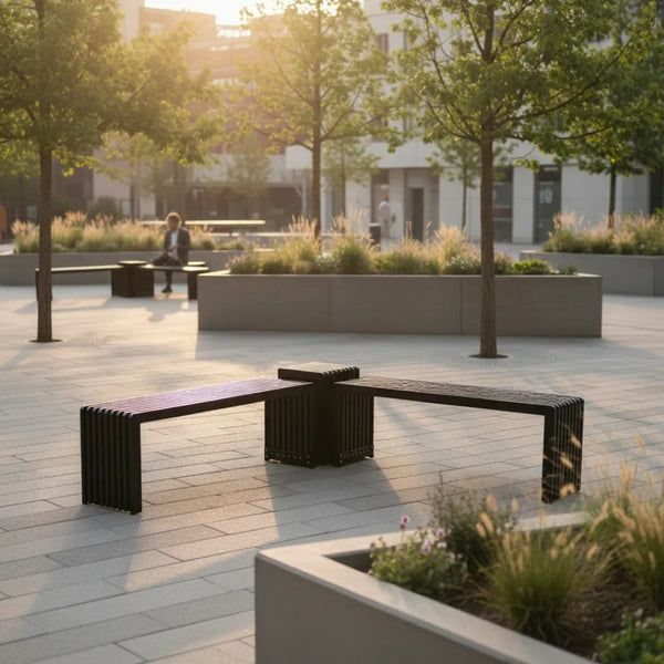 English Elm Dune Slatted Aluminum Outdoor Bench with Rounded Edges for Patio or Garden Black B2755P462212