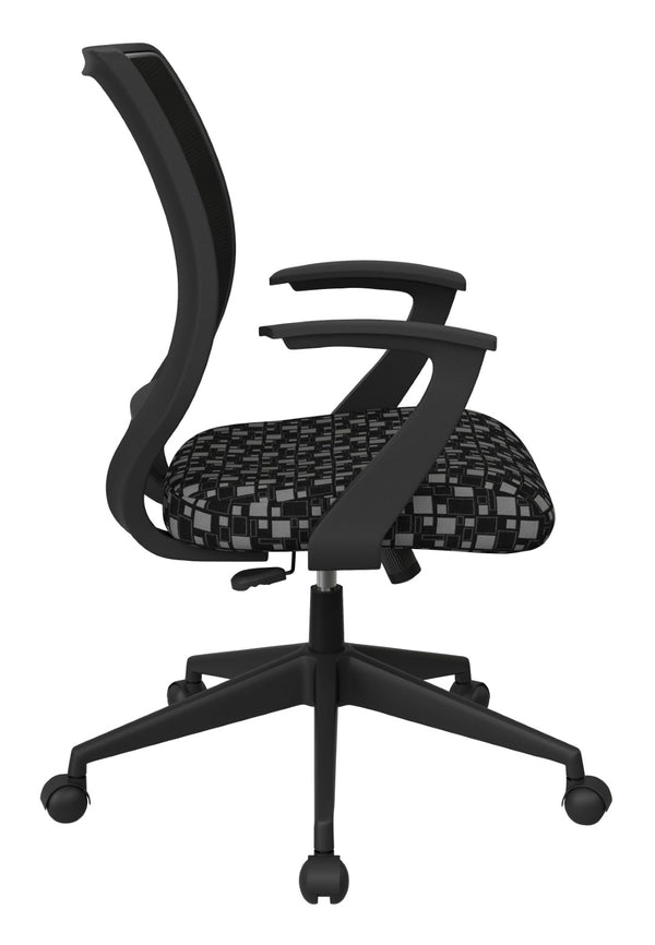 OSP Home Furnishings Screen Back Mesh Task Chair with Lumbar Support and T Arms for Home Office Use Domino EM51022N-K107