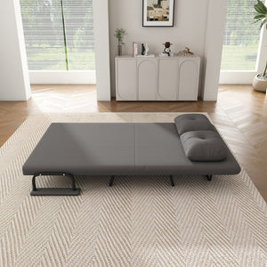 English Elm 46" Wide Corduroy Sleeper Sofa Bed Convertible Folding Chair for Two with Adjustable Backrest Grey W2700P431034