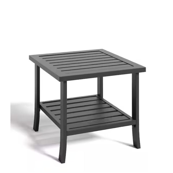 English Elm 8-piece Outdoor Conversation Set 9 Seat Steel Patio Sofa with Thick Cushions Tables Grey+Black B082S00130
