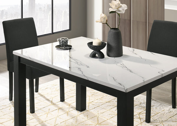 English Elm 1pc Modern Faux Marble Rectangular Dining Table with Black Legs, 47.2" Durable Easy-Clean Surface B011P376976