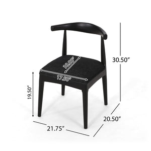 English Elm Christopher Knight Home® - DINING Chair Set of 2 Mid-Century Upholstered Rubberwood Dining Chairs with Tapered Legs and Open Backrest Black N771P266173H