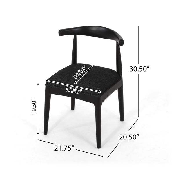 English Elm Christopher Knight Home® - DINING Chair Set of 2 Mid-Century Upholstered Rubberwood Dining Chairs with Tapered Legs and Open Backrest Black N771P266173H