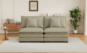 English Elm 70.8" Modern Modular Sofa Couch Upholstered in Corduroy with Pocket Springs, Removable Backrest, Stylish Living Room centerpiece Brown N719S001726D