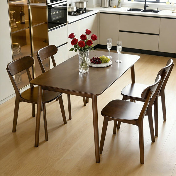 English Elm Solid Wood Walnut Rectangular Dining Table Mid Century Modern for Small Spaces W3204P465631