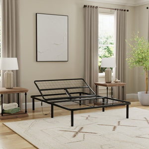 English Elm Black King Adjustable Bed Base with Head Elevation for Reading and Reflux Relief B047P296288