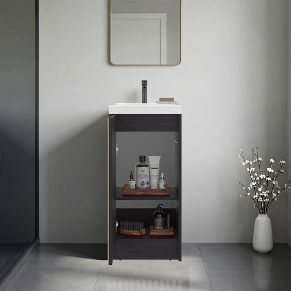 English Elm Syracuce Floating Vanity with Fluted Door Resin Sink and Shelved Storage for Small Bathrooms B200P484460
