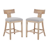 Christopher Knight Home® - Noble House - - 27" Counter Stools Set Of 2, Upholstered Counter Height Bar Stools With Solid Rubber Wood Frame, Backrest, Footrest, Armless Barstools For Home Bar, Kitchen Counter, Pebble Linen & Natural