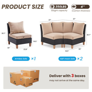 English Elm Small Patio Wicker Set of 2 Beige — Sustainable PE Rattan, Water‑Resistant Cushions, Ergonomic Comfort for Balcony and Garden T3623P409906