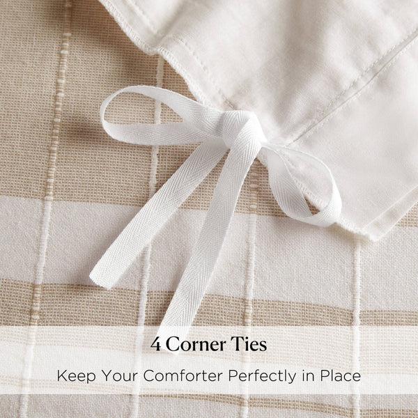 English Elm 3-piece Cotton Yarn Dyed Duvet Cover Set with Jacquard Pompom Stripe Bedding B035P482898