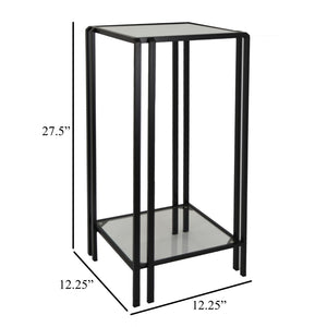 English Elm Buckley Black Metal Plant Stand with Mirrored Shelves for Glam Living Room Decor B056P416942