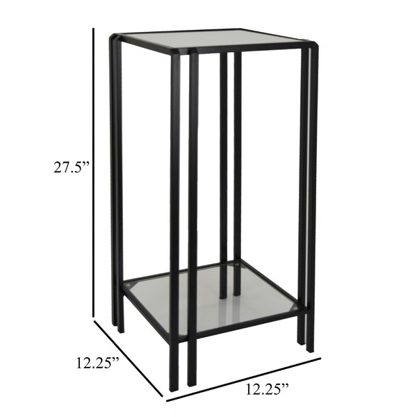 English Elm Buckley Black Metal Plant Stand with Mirrored Shelves for Glam Living Room Decor B056P416942