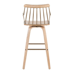English Elm Fixed-height Swivel Barstool Whitewashed Spindle Back with Copper Footrest for Kitchen Islands B202P471173