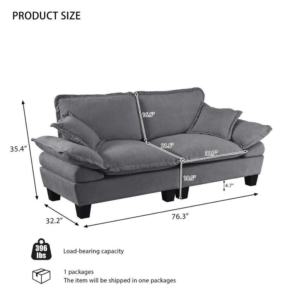 English Elm Chenille Upholstered Two Seat Modular Sofa with Sculpted Arms for Compact Living W3163P419339