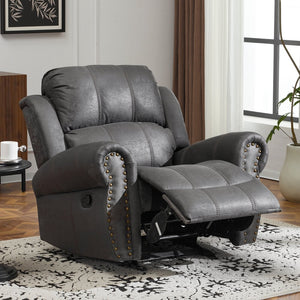 English Elm Christopher Knight Home® - 40.75" Wide Suede Manual Glider Recliner Chair with Rolled Arms, Microfiber Comfort & Infinite Positions Slate N763P264499E