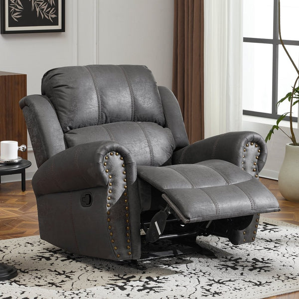 English Elm Christopher Knight Home® - 40.75" Wide Suede Manual Glider Recliner Chair with Rolled Arms, Microfiber Comfort & Infinite Positions Slate N763P264499E